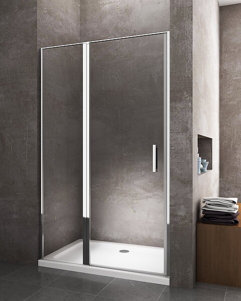 LANERI - Porte De Douche De 6 Mm Avec Un Petite Paroi Et Une Porte À Battant Dans La Même Ligne – 97-100 Cm - large