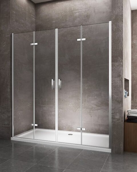 LANERI - Porte De Douche Pliante Avec Ouverture À Quatre Porte H 190 - 148-151,5 Cm - large