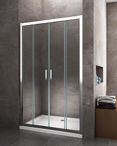 LANERI - Porte De Douche De 6 Mm Pour Installation En Niche Avec Quatre Portes Et Ouverture Centrale H.190 -  153-158 - large