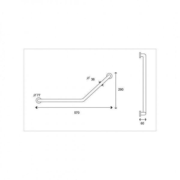 EDM - Barre d'appui coudée inox - extérieur polyamide antibactérien - blanc - large