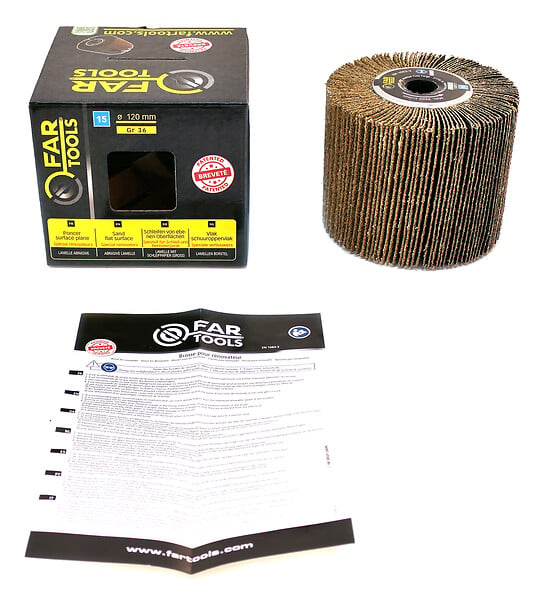 FAR TOOLS - Brosse à lamelles abrasives grain36 D120mm-L100mm - large