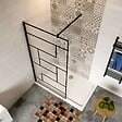 AICA SANITAIRE - Paroi de douche 100x200cm avec barre de fixation noire 140cm en carré, AICA paroi de douche à l'italienne en 8mm verre anticalcaire style moderne - vignette