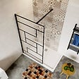 AICA SANITAIRE - AICA paroi de douche 70x200cm paroi de douche à l'italienne en 8mm verre anticalcaire style moderne avec barre de fixation noire 90cm - vignette
