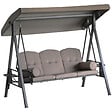 OUTSUNNY - Balancelle de jardin 3 places grand confort toit inclinaison réglable coussins plateaux rétractables polyester filé marron - vignette