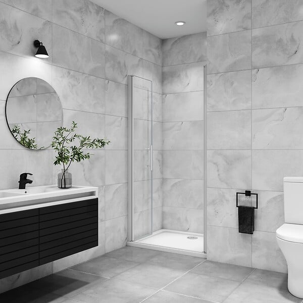 AICA SANITAIRE - AICA porte de douche battante 90x180cm profilé blanc en 5mm verre anticalcaire porte de douche Hauteur 180cm Installation en niche - large