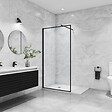 AICA SANITAIRE - AICA paroi de douche noire 80x200cm paroi de douche à l'italienne en 8mm verre anticalcaire avec barre de fixation noire extensible en cylindrique - vignette