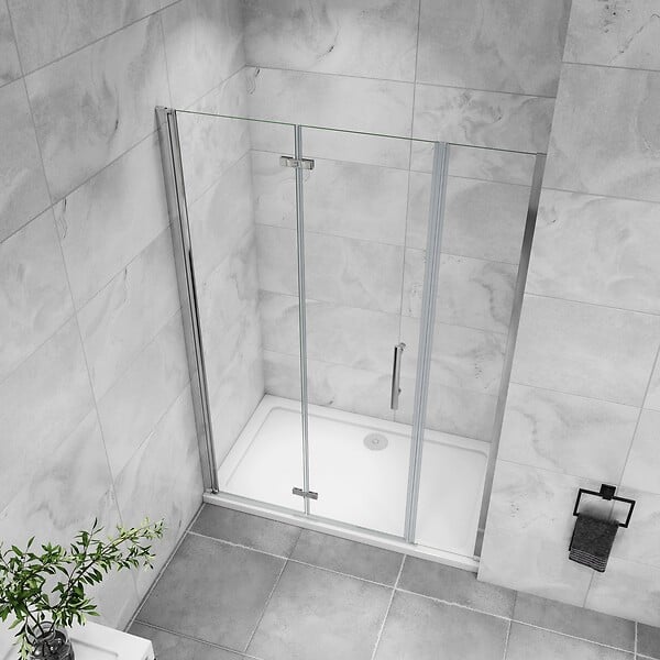 AICA SANITAIRE - AICA porte de douche pivotante 110x185cm porte de douche pliante avec un élément fixe en 6mm verre anticalcaire - large