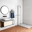 AICA SANITAIRE - AICA Paroi de douche pivotante 97cm en verre anticalcaire paroi de douche hauteur 190cm, porte-serviette - vignette