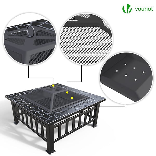 VOUNOT - Brasero exterieur 3 en 1 pour jardin et balcon - large
