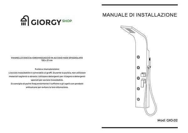 LANERI - Colonne De Douche Hydromassage Avec Quatre Fonctions En Acier Brossé - large