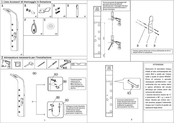 LANERI - Colonne De Douche Hydromassage Avec Quatre Fonctions En Acier Brossé - large