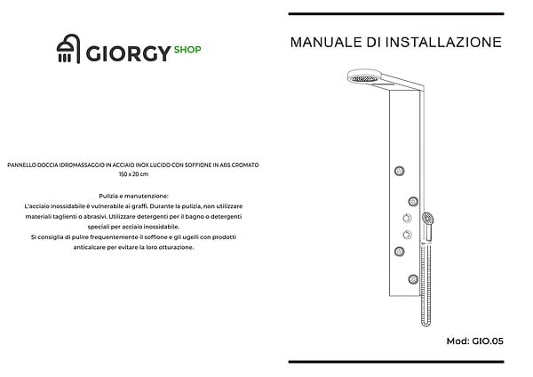 LANERI - Colonne De Douche Hydromassage Avec Quatre Fonctions En Acier Inox Brossé - large
