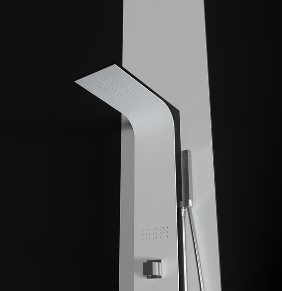LANERI - Colonne De Douche Hydromassage En Aluminium  Verni En Poudre Blanche Mat (frontal) Et Noir Mat (lateral) - large