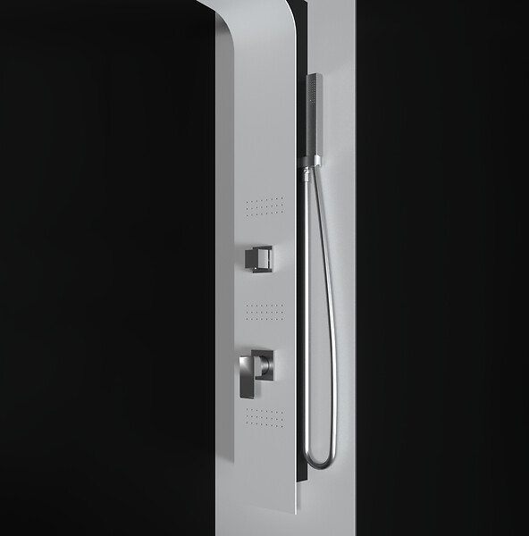LANERI - Colonne De Douche Hydromassage En Aluminium  Verni En Poudre Blanche Mat (frontal) Et Noir Mat (lateral) - large