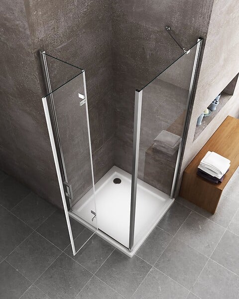 LANERI - Douche Pliante Avec Ouverture Vers L'interieur Et Un Paroi Fixe H. 190 - 87,5-90 Fixe – 87,5-90 Porte - large