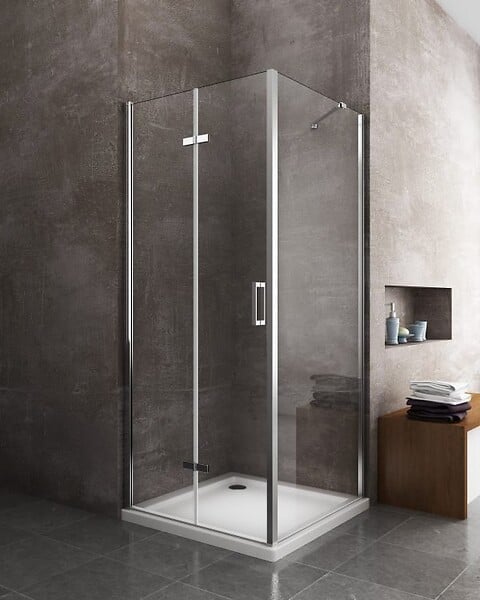 LANERI - Douche Pliante Avec Ouverture Vers L'interieur Et Un Paroi Fixe H. 190 - 87,5-90 Fixe – 87,5-90 Porte - large