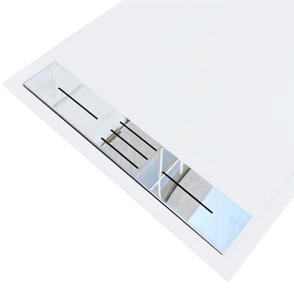 STANO - Receveur de douche 90 x 170 cm extra plat blanc LUCIA en SoliCast® surface ardoisée - large