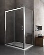 LANERI - Douche De 6 Mm Avec Un Paroi Fixe Laterale Et Une Porte Coulissante (receveur Non Inclu)  – 67,5-70 Fixe X 125-130 Coulissante - vignette