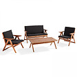 OVIALA - Salon de  jardin pliant 4 places en bois  - Sisco - vignette