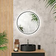 AURLANE - Miroir salle de bain ROND avec éclairage LED et contour noir - Diam 60cm - vignette
