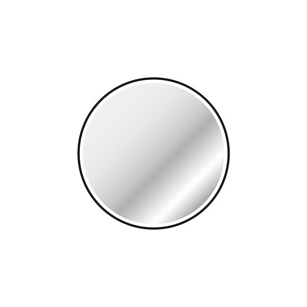 AURLANE - Miroir salle de bain ROND avec éclairage LED et contour noir - Diam 70cm - large