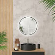 AURLANE - Miroir salle de bain ROND avec éclairage LED et contour noir - Diam 50cm - vignette