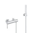 GROHE - Grohe Set de douche Mitigeur de douche Essence + Douchette Stick 1 jet, support mural, flexible, Chrome (33636001-CUBESTICK) - vignette