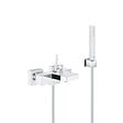 GROHE - Grohe Set bain/douche mitigeur monocommande cascade + Douchette Stick 1 jet, support mural, flexible, Chrome (23666000-CUBESTICK) - vignette
