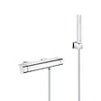 GROHE - Grohe Set de douche Mitigeur thermostatique Grohtherm + Douchette Stick 1 jet, support mural, flexible, Chrome (34169001-CUBESTICK) - vignette
