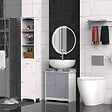 KLEANKIN - Meuble salle de bain - meuble sous-vasque - placard 2 portes avec étagère - dim. 60L x 30l x 60H cm - MDF gris blanc - vignette