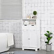 KLEANKIN - Meuble bas de salle de bain multi-rangements grande niche 2 tiroirs placard double porte avec étagère MDF blanc - vignette
