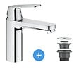 GROHE - Eurosmart Cosmopolitan Set Mitigeur Lavabo Taille M + Bonde clic clac Grohe pour lavabo avec trop-plein (23327000-CLICCLAC) - vignette