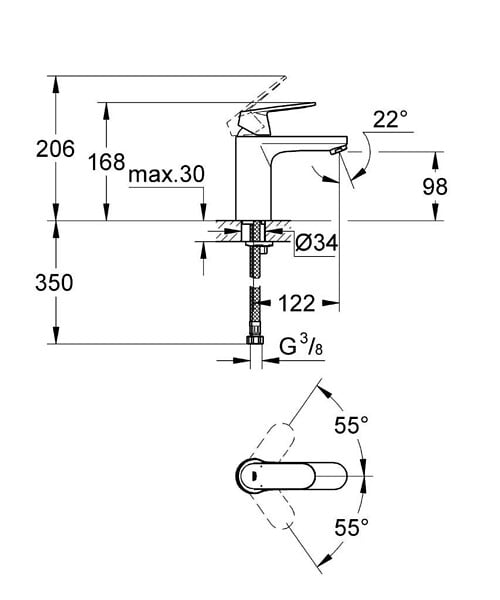 GROHE - Eurosmart Cosmopolitan Lot de 2 mitigeurs monocommande 1/2" Lavabo Taille M (23327000-DUO) - large