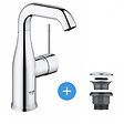 GROHE - Grohe Essence Set Mitigeur monocommande 1/2" Lavabo Taille M + Bonde clic clac Grohe pour lavabo avec trop-plein (23463001-CLICCLAC) - vignette