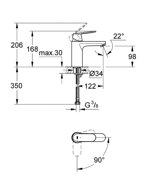 GROHE - Eurosmart Cosmopolitan - Lot de 2 mitigeurs de lavabo CE, chrome (2339800E-DUO) - large