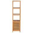 HOMCOM - Meuble colonne rangement salle de bain bambou design naturel 36L x 33l x 140H cm 2 étagères 4 niveaux + placard - vignette