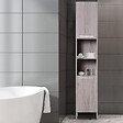 HOMCOM - Meuble colonne rangement salle de bain dim. 30L x 32l x 172H cm 2 placards avec étagère + 2 niches MDF imitation bois gris - vignette