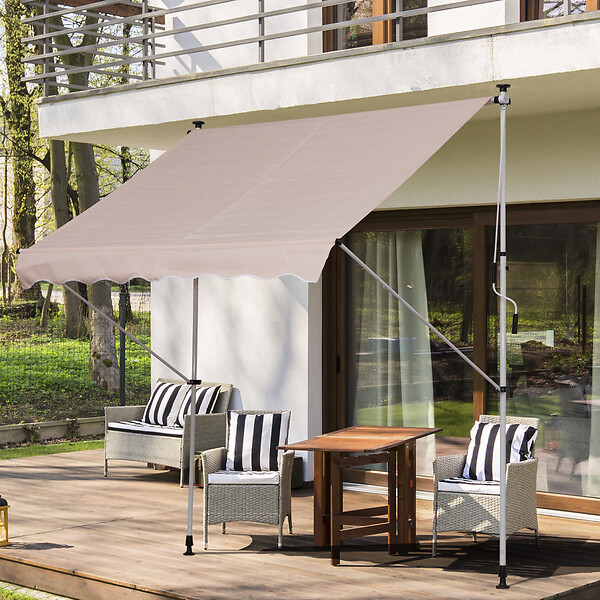 OUTSUNNY - Store banne manuel rétractable 2L x 1,5l x 1,7-2,8H m inclinaison réglable installation rapide métal alu polyester beige - large