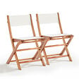 OVIALA - Lot de 2 chaises pliantes en bois d'eucalyptus et textilène blanc - Sete - vignette