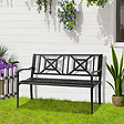 OUTSUNNY - Banc de jardin 2 places style fer forgé dim. 128L x 62.5l x 81.5H cm piètement avant effilé accoudoirs courbés métal thermolaqué anticorrosion noir - vignette