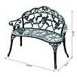 OUTSUNNY - Banc de jardin 2 places style néo-rétro motif rose lignes fuselées 100L x 54l x 78H cm fonte d'aluminium vert vieilli - vignette
