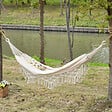 OUTSUNNY - Hamac de voyage portable style bohème chic toile de hamac dim. totales 2,88L x 1,5l m coton polyester beige - vignette