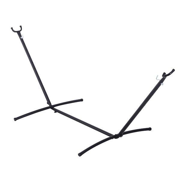 OUTSUNNY - Support pied de hamac structure robuste métal époxy noir hauteur réglable 6 niveaux dim. 2,80L x 1,20l x 1,10H m - large