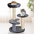 PAWHUT - Arbre à chats 2 griffoirs grattoirs sisal naturel 3 plateformes corde à grimper dim. Ø 40 x 65H cm peluche haute densité 500 g/m² gris - vignette