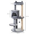 PAWHUT - Arbre à chats multi-équipements griffoirs grattoirs plateformes niche jeu boule suspendue Ø 48 x 104H cm gris - vignette