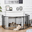 PAWHUT - Barrière de sécurité parc enclos chien modulable pliable porte verrouillable intégrée 5 panneaux en métal 300L max. x 74,5H cm métal PP noir - vignette