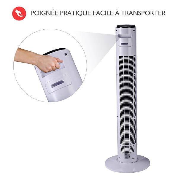 HOMCOM - Ventilateur colonne tour programmable oscillant silencieux 45 W avec télécommande écran affichage minuterie 3 modes 3 vitesses 32L x 32l x 96H cm blanc noir - large