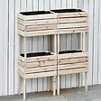 OUTSUNNY - Jardinières sur pieds carrés potagers - lot de 4 jardinières sur pied modulables - dim. 50L x 30l x 60H cm - inserts d'irrigation film protecteur - bois sapin naturel - vignette