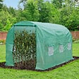 OUTSUNNY - Serre de jardin tunnel 7m² 3,5L x 2l x 2H m châssis tubulaire acier galvanisé renforcé 6 fenêtres 1 portes vert - vignette