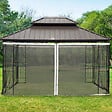 OUTSUNNY - Moustiquaires pour tonnelle barnum pavillon de jardin 3 x 4 m - lot de 4 moustiquaires zippées + crochets d'attaches - polyester nylon - vignette